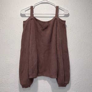 Aster knitted light mauve off the shoulder acrylic sweater top